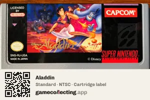Aladdin Super Nintendo Entertainment System, NTSC cartridge label