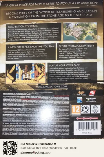 Sid Meier's Civilization V Computer, PAL box back