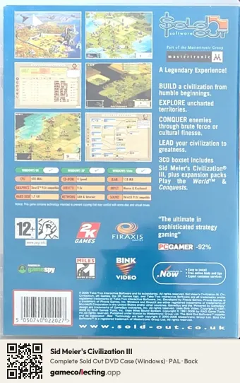 Sid Meier's Civilization III Computer, PAL box back