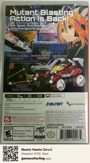 Blaster Master Zero 2 Nintendo Switch, NTSC box back