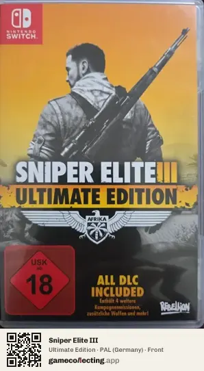 Sniper Elite III Nintendo Switch, Germany box front