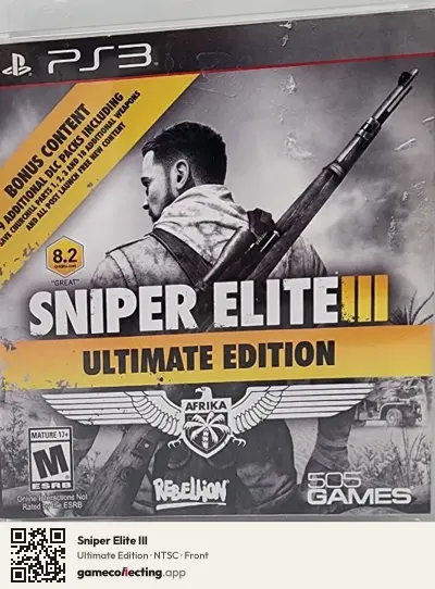 Sniper Elite III PlayStation 3, NTSC box front