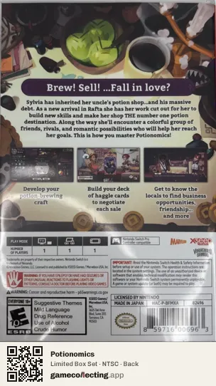Potionomics Nintendo Switch, NTSC box back