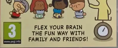 Big Brain Academy: Brain vs. Brain, the PEGI square on its front