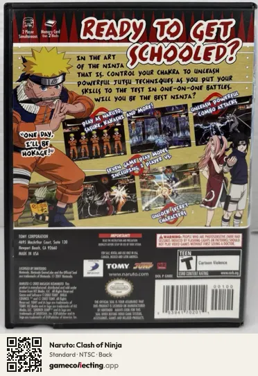 Naruto: Clash of Ninja Nintendo GameCube, NTSC box back