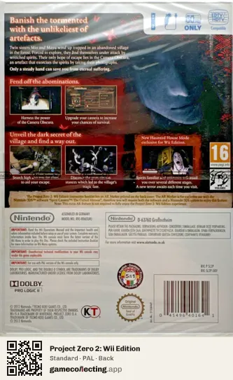Project Zero 2: Wii Edition Nintendo Wii, PAL box back