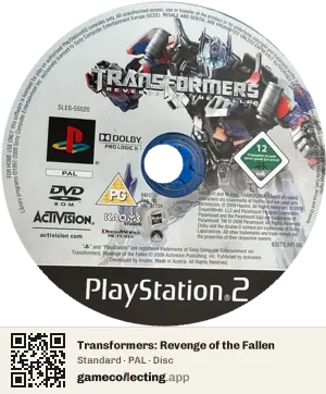 Transformers: Revenge of the Fallen PlayStation 2, PAL disc