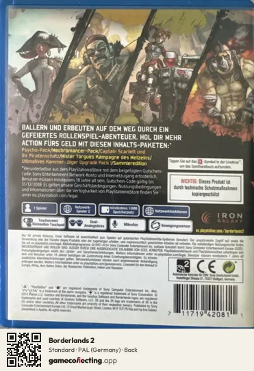 Borderlands 2 PlayStation Vita, Germany box back