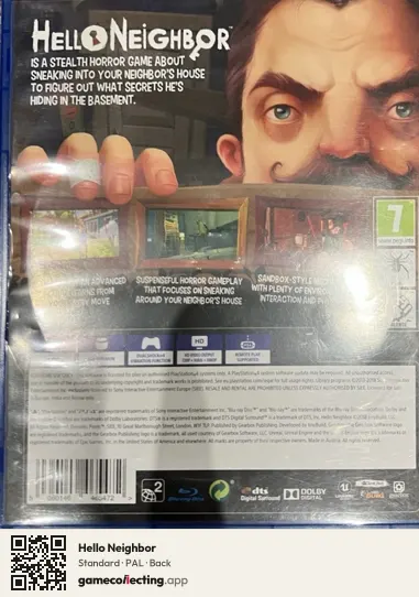 Hello Neighbor PlayStation 4, PAL box back