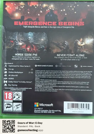 Gears of War: E-Day Xbox Series X, PAL box back