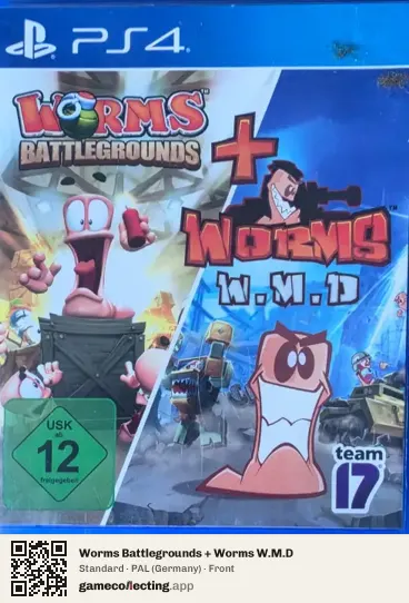 Worms Battlegrounds + Worms W.M.D PlayStation 4, Germany box front