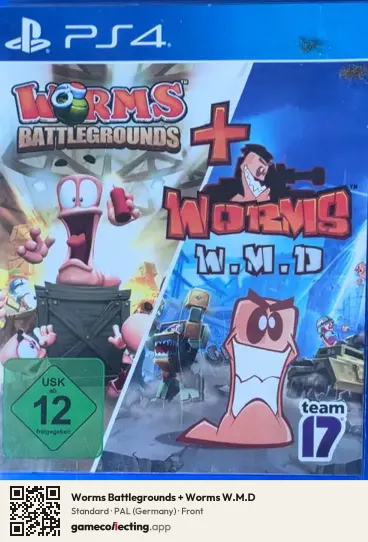 Worms Battlegrounds + Worms W.M.D PlayStation 4, Germany box front