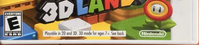 Super Mario 3D Land, the ESRB box on its front