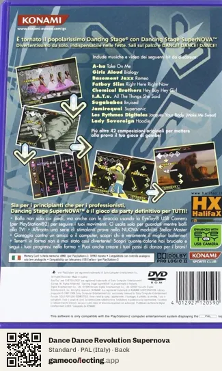 Dance Dance Revolution Supernova PlayStation 2, Italy box back