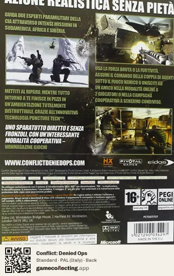 Conflict: Denied Ops Xbox 360, Italy box back