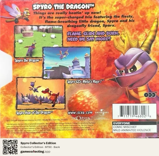 Spyro Collector's Edition PlayStation, NTSC box back