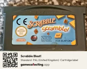 Scrabble Blast! Game Boy Advance, PAL cartridge label