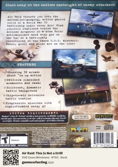 Air Raid: This Is Not a Drill! Computer, NTSC box back