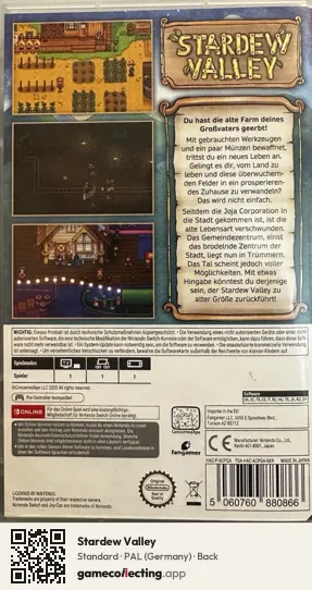 Stardew Valley Nintendo Switch, Germany box back