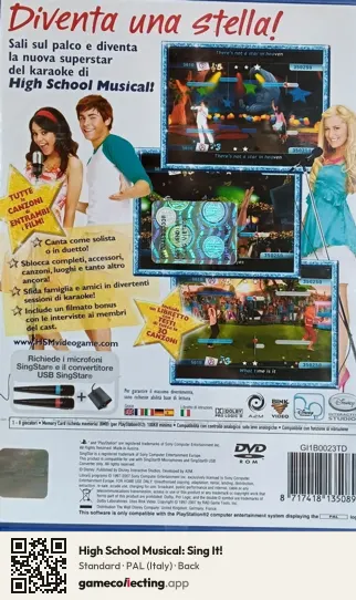 High School Musical: Sing It! PlayStation 2, Italy box back