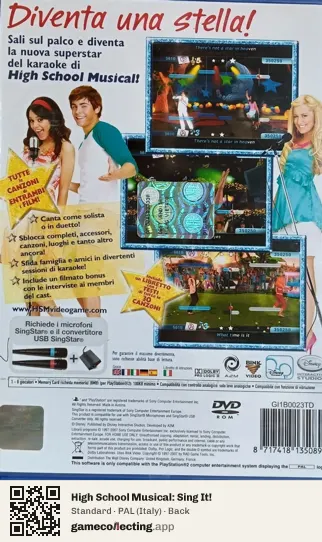 High School Musical: Sing It! PlayStation 2, Italy box back