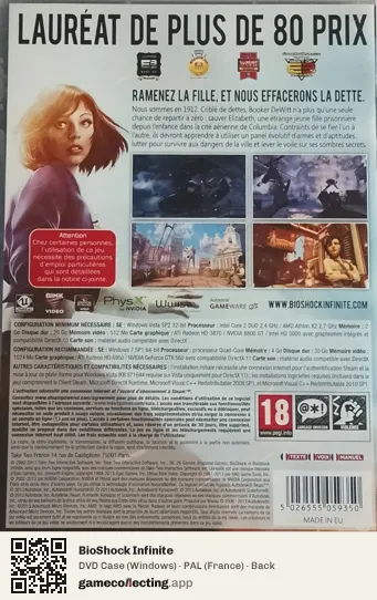 BioShock Infinite Computer, France box back