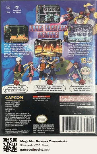 Mega Man Network Transmission Nintendo GameCube, NTSC box back