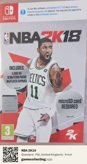 NBA 2K18 Nintendo Switch, United Kingdom box front