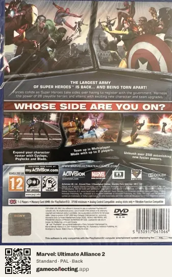 Marvel: Ultimate Alliance 2 PlayStation 2, PAL box back