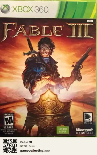 Fable III Xbox 360, NTSC box front