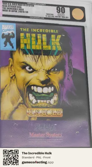The Incredible Hulk Sega Master System, PAL box front