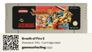 Breath of Fire II Super Nintendo Entertainment System, PAL cartridge label