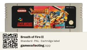 Breath of Fire II Super Nintendo Entertainment System, PAL cartridge label