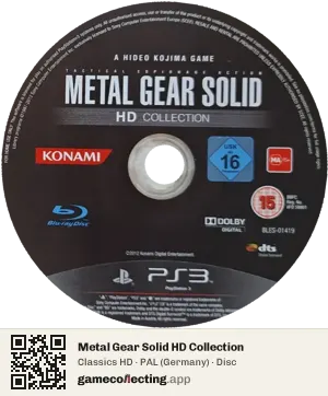 Metal Gear Solid HD Collection PlayStation 3, PAL disc