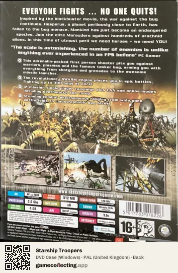 Starship Troopers Computer, United Kingdom box back