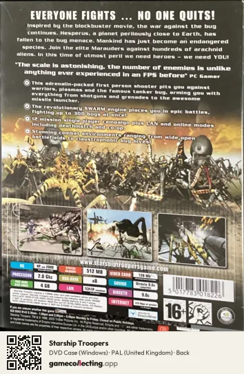 Starship Troopers Computer, United Kingdom box back