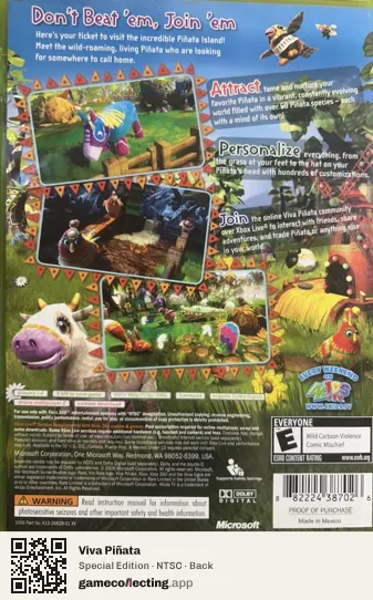 Viva Piñata Xbox 360, NTSC box back