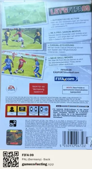 FIFA 09 PlayStation Portable, Germany box back