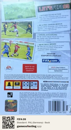 FIFA 09 PlayStation Portable, Germany box back