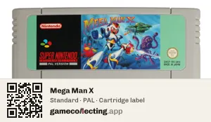 Mega Man X Super Nintendo Entertainment System, PAL cartridge label