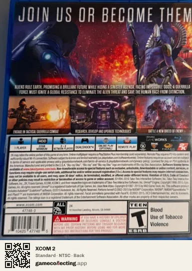 XCOM 2 PlayStation 4, NTSC box back