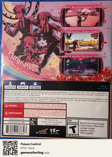 Poison Control PlayStation 4, NTSC box back