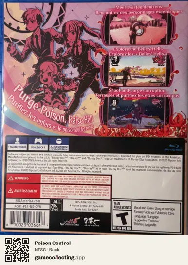 Poison Control PlayStation 4, NTSC box back