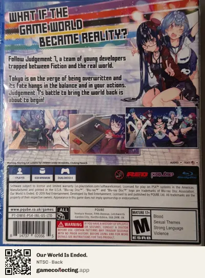 Our World Is Ended. PlayStation 4, NTSC box back