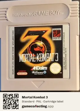 Mortal Kombat 3 Game Boy, PAL cartridge label