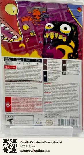 Castle Crashers Remastered Nintendo Switch, NTSC box back