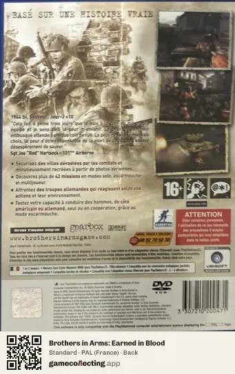 Brothers in Arms: Earned in Blood PlayStation 2, France box back
