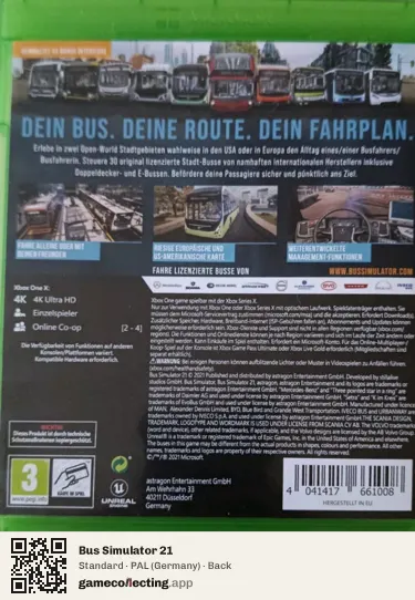 Bus Simulator 21 Xbox One, Germany box back
