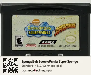SpongeBob SquarePants: SuperSponge Game Boy Advance, NTSC cartridge label