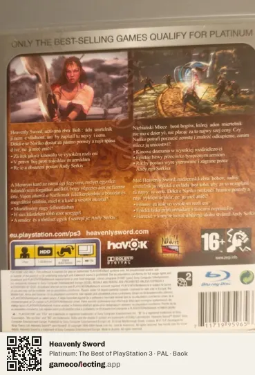 Heavenly Sword PlayStation 3, PAL box back